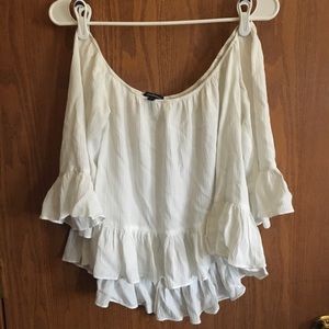 White off the shoulder top with ruffled edges